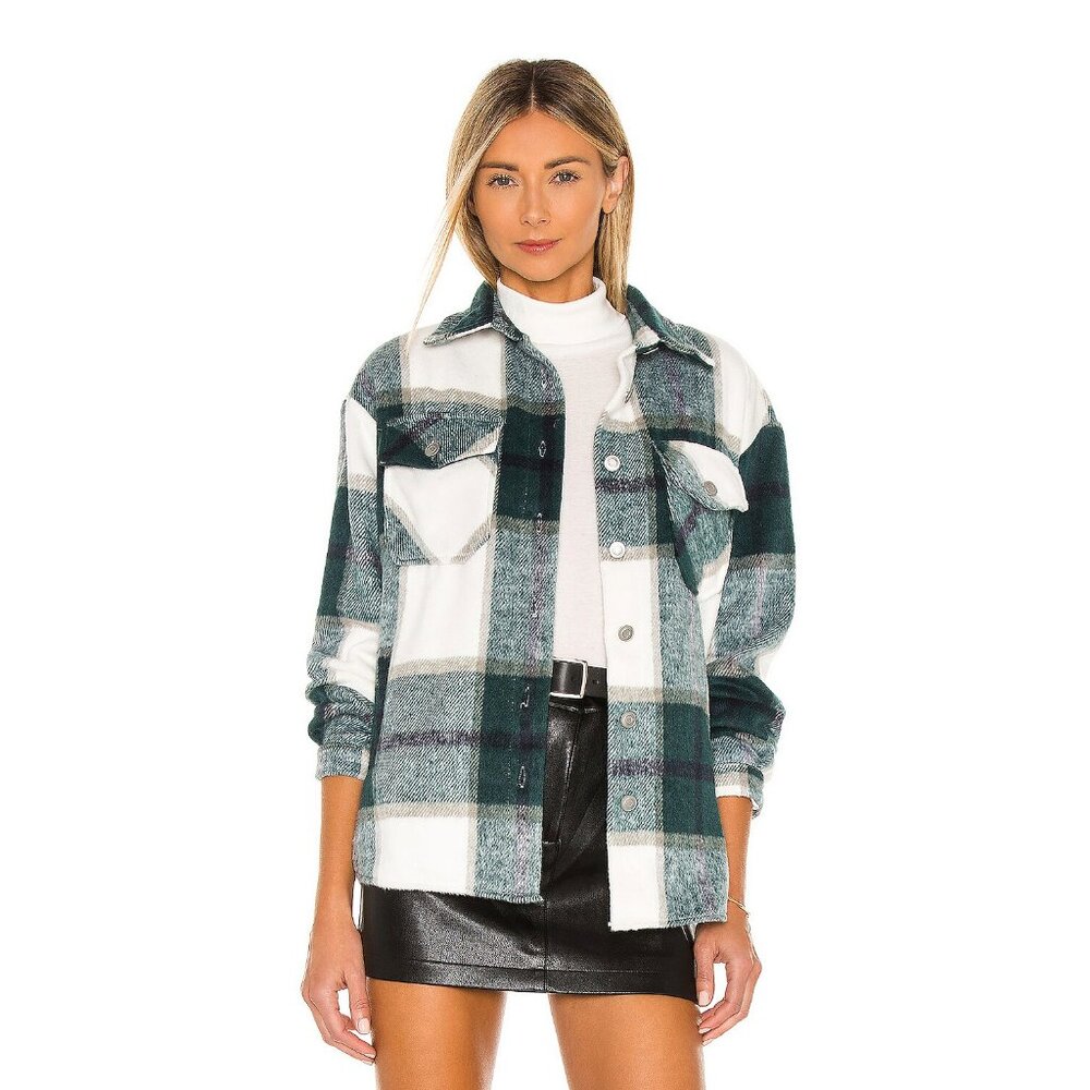 BB Dakota Plaid Shirt Jacket  Plaid Shirt Jacket Evergreen - XS